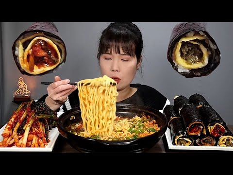 Видео: Spicy, gimbap, kimchi, ramen, mukbang. АСМР.