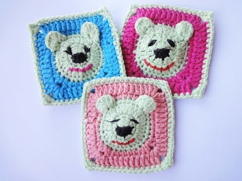 Видео: Квадратный мотив с мишкой  The square motif with bear Crochet