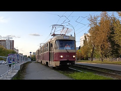 Видео: трамвай Tatra T3SU № 219 + Tatra T3SU № 220 маршрут 13