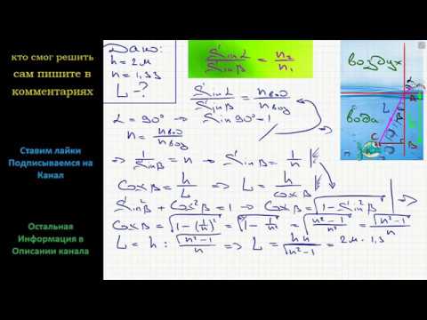 Видео: Физика У самой поверхности воды в реке летит комар, стая рыб находится на расстоянии 2 м от