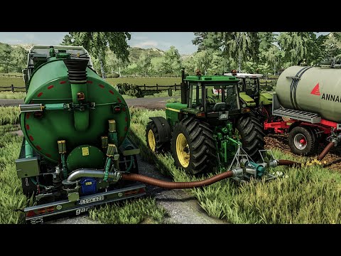 Видео: Использование системы навоза для внесения навоза на мои поля (подключение к трубе) | FS 22