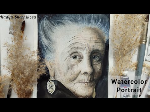 Видео: Painting a portrait with watercolor/акварельные живопись портрета