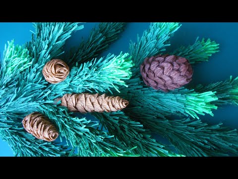 Видео: Еловые и сосновые шишки из гофрированной бумаги