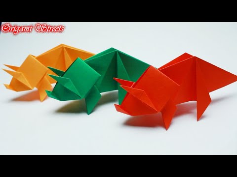 Видео: Как сделать динозавра из бумаги. Трицератопс
