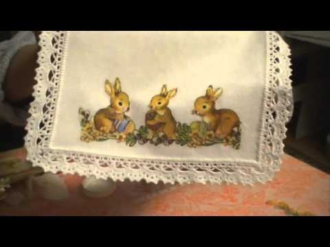 Видео: Мастер-класс в технике декупаж на ткани | Пасхальные зайцы