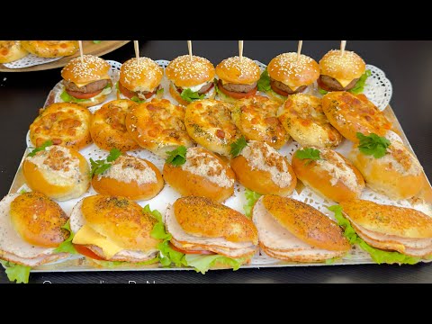 Видео: Из одного теста приготовьте 4 сорта пикантных миньярдисов! Обеденный шведский стол!