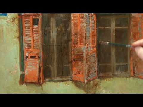 Видео: Объект "Окна". Весь поэтапный процесс в масляной живописи. Продолжение. Часть 2