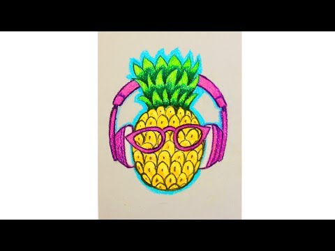 Видео: Уроки рисования. Как нарисовать  АНАНАС  мелками How To Draw A Pineapple | Art School