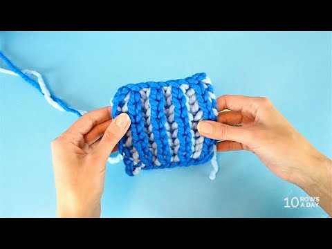 Видео: Двухцветный стежок бриошь шаг за шагом