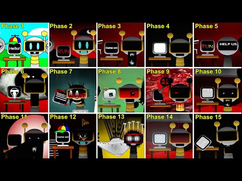 Видео: Смешайте все Мистера Веселого Компьютера и Веселого Бота в Sprunki incredibox - Фаза 1 против Фаз...