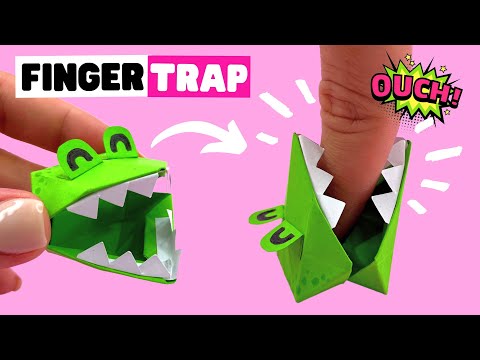 Видео: Как сделать оригами КРОКОДИЛЬЧИКА ловушку для пальцев