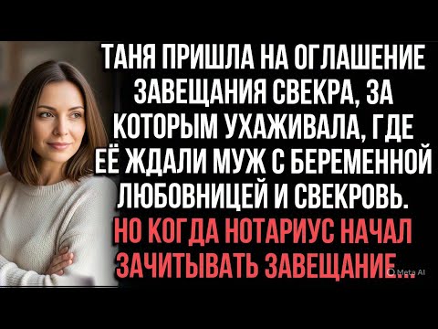 Видео: Таня пришла на оглашение завещания свекра.Там были муж с любовницей и свекровь.Нотариус начал читать