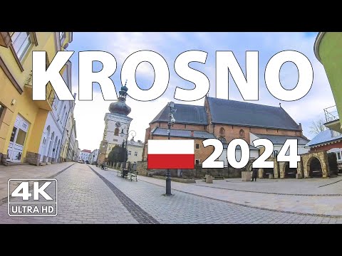 Видео: Кросно Польша Прогулка Walking Tour ⛅️ 4K с Субтитрами