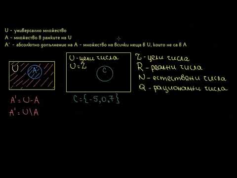 Видео: Универсално множество и абсолютно допълнение І 6. клас (България) І Кан Академия