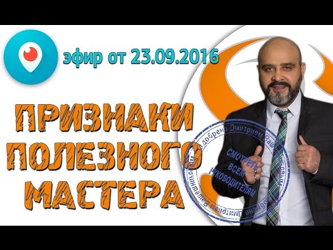 Видео: ДВИК | Periscope #9. Признаки полезного мастера