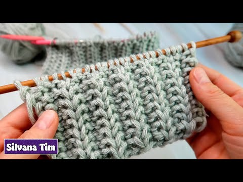 Видео: Двухсторонний Узор спицами. Вяжется в 2 ряда! По кругу и поворотными рядами