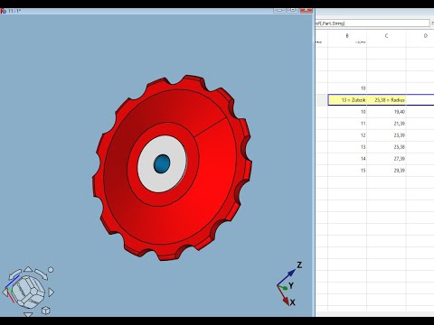 Видео: FreeCAD.#91. Spreadsheet. Ролик заднего переключателя. Меняем количества зубцов и радиуса 1-м кликом