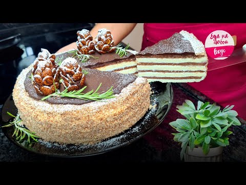 Видео: ТОРТ "Мишка на севере" Легкий Рецепт! Сказочный, с Хрустящими Шишками ✧ Без Яиц и Миксера!