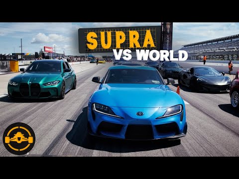 Видео: Тюнингованная Toyota Supra 2021 года мощностью 550 л.с. против BMW M3 (G80), C8 Corvette, Shelby ...