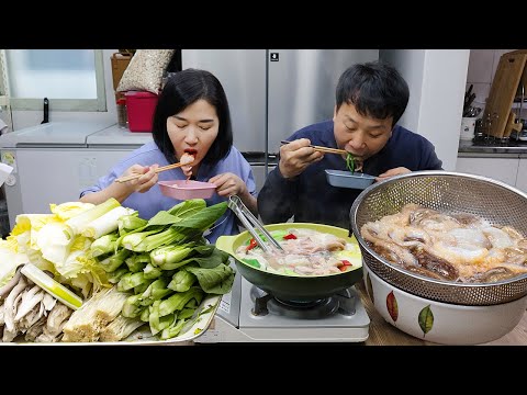 Видео: Корейская домашняя еда | Jjukkumi (перепончатый осьминог) сябу-сябу, лапша АСМР МУКБАНГ EATING SHOW
