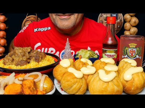 Видео: Плов 🍚 с бараниной | Жареные хинкали🥟| Запечённые в духовке Форель🐠 и картофель🥔| Компот 🍺| МУКБАНГ