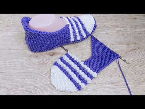 Видео: Время пришло связать эти Чудесные следки 🤩 Следки на двух спицах ✅ без шва на ПОДОШВЕ 😊