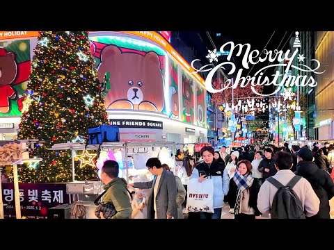 Видео: Myeong-dong С Рождеством 🎄 Теплая атмосфера конца года, 2024 Shining Myeongdong | 4K