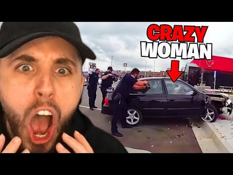 Видео: Убегающая женщина продолжает врезаться в машины