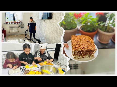 Видео: День многодетной семьи 🤗 Готовлю медовик и оливье😋Уборка🪣🧽 Бабушку и Дедушку отвезла в гости 🥰