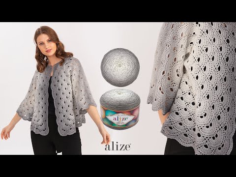 Видео: Alize Cotton Gold ile Altıgen Virüs Hırka • Hexagonal Virus Stitch Cardigan • Шестигранный Жилет