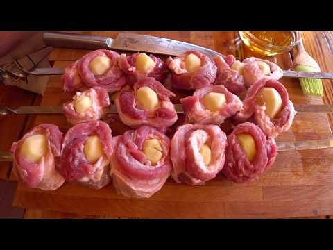Видео: Шашлык из картошки в беконе!!!