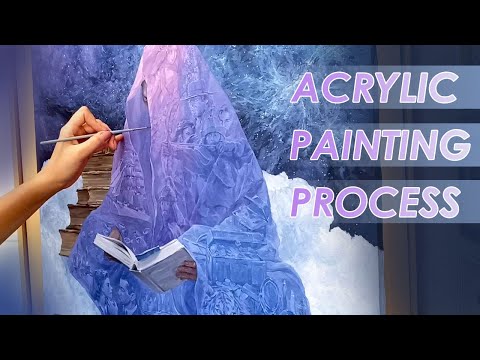 Видео: ACRYLIC PAINTING PROCESS // Процесс написания картины "Путешествие по звёздам" // Наталья Резанова