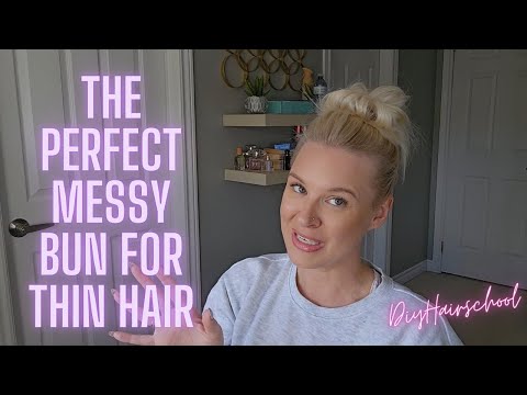 Видео: Часть 2: Вирусный урок по созданию небрежного пучка для тонких волос — пучок с использованием одн...