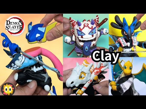 Видео: Изготовление фигурок покемонов - Demon Slayer X Pokémon: Gengar, Greninja, Lucario ｜pokemon clay art