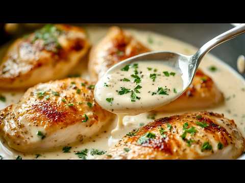 Видео: Хрустящая курица в кремовом чесночном соусе, всего 5 минут!