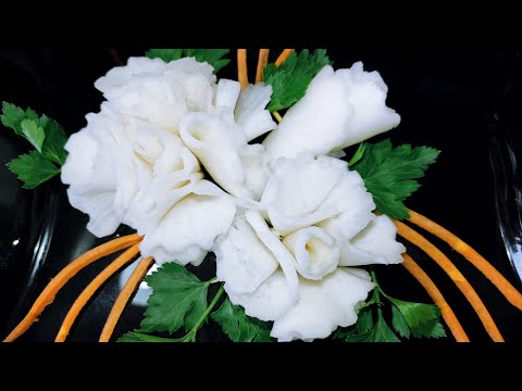 Видео: ВОСТОРГ ГОСТЕЙ ОБЕСПЕЧЕН! Цветы из дайкона.