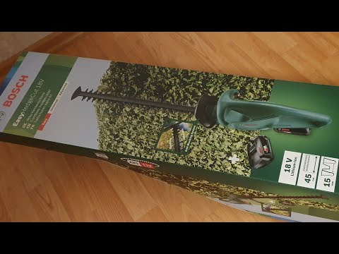 Видео: 4K Обзор EasyHedgeCut 18-45 от Бош / Акумуляторный садовый кусторез Bosch UniversalHedgeCut 18V.