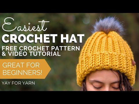 Видео: Как связать крючком шапку (из прямоугольника!) — САМАЯ ПРОСТАЯ бесплатная схема вязания крючком ш...