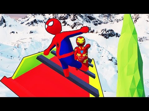 Видео: ВОЗВРАЩЕНИЕ НА ЭВЕРЕСТ В HUMAN FALL FLAT пластилиновые герои Володя Человек Паук и Железный Человек