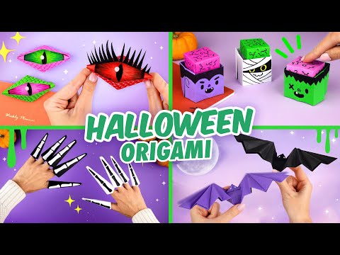 Видео: Оригами Идеи на Хэллоуин | Летучая мышь, глаз дракона и монстр | Origami & Paper Craft for Halloween