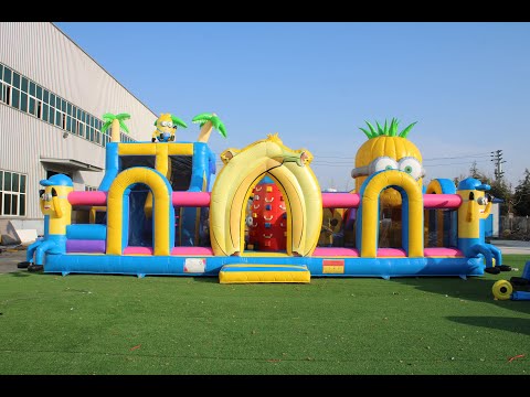 Видео: Большой надувной уличный батут для бизнеса "Смайлы" Размер батута 11 на 7