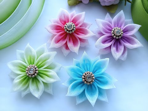 Видео: Яркие малыши-бантики из органзы на первые хвостики / Для начинающих / DIY ORGANZA FLOWERS #канзаши