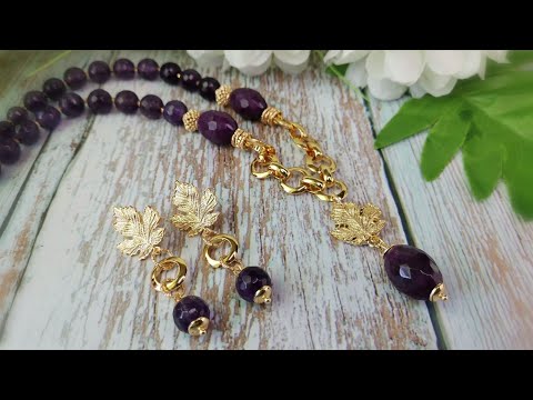 Видео: Бусы - аметист в золоте