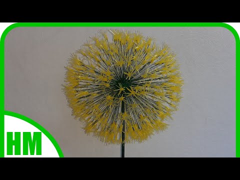 Видео: МК как сделать одуванчик из коктельных трубочек. Декор для сада.