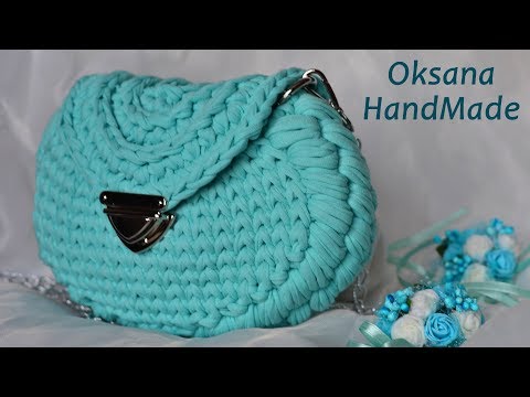 Видео: Трендовая сумка из трикотажной пряжи. Мастер класс. rendy crochet bag