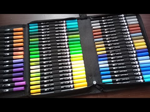 Видео: #обзор на #фломастеры кисточки-линеры Dual brush pen 72 цвета в пенале @marisasworld5334