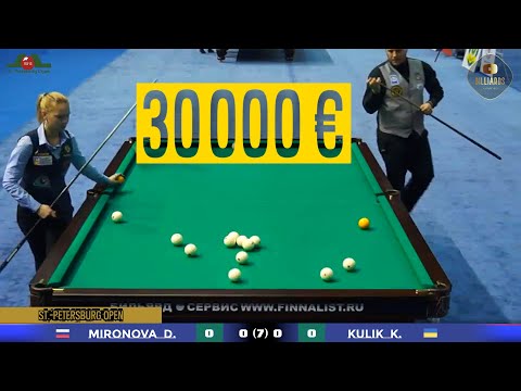 Видео: Золотой матч за 30000€. Миронова - Кулик, St.-Pb Open 2013. Бильярд (dynamic pyramid). Billiards.