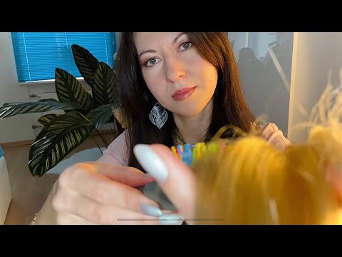 Видео: АСМР Усыпляющая укладка волос 🤤Расчесывание 💜 ASMR Hair Stylist