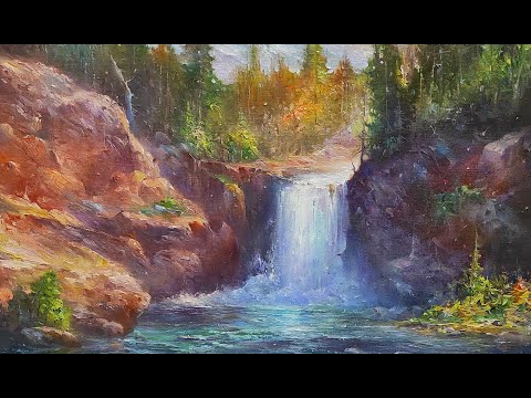 Видео: Мастер-класс по масляной живописи "Водопад в горах" | художник Чупринов