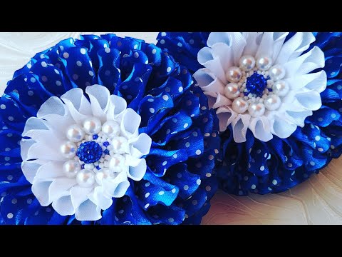 Видео: Пышные школьные банты из атласной ленты 2,5см/Lush school bows of satin ribbon 2,5cm